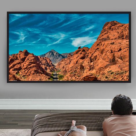Écran de projection 130 pouces 16:9 - Écran de cadre pour home cinéma - Projecteur pour projection 4K HD - Grand angle de vision - Montage mural - Solution contre les plis
