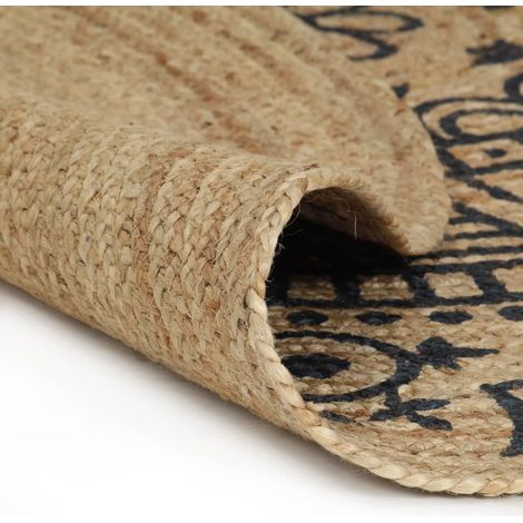 Maison Exclusive - Teppich Handgefertigt Jute mit Dunkelblauem Au