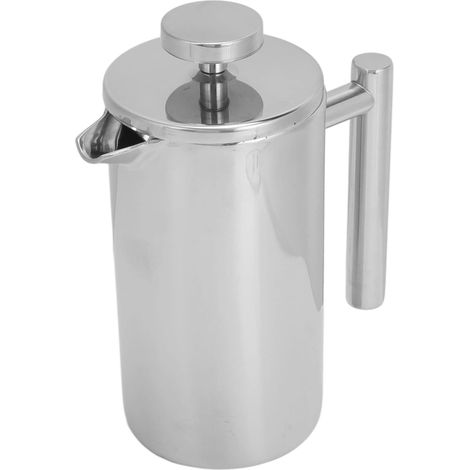 Stainless Steel French Press Coffee Maker, Triple Filter, Double Wall Insulated, 1L, with Warming Handle for Camping and Travel (1/5)