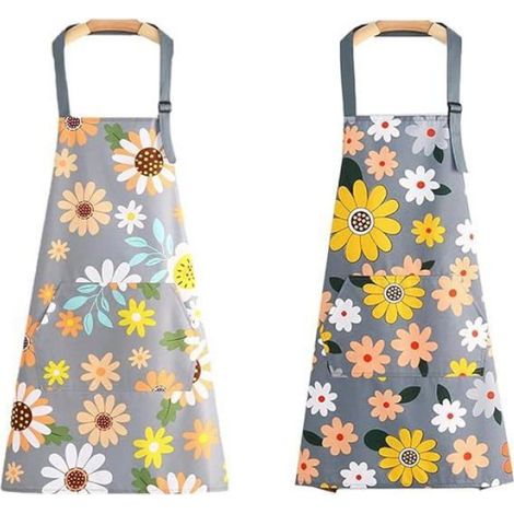 RisingFF Lot de 2 tabliers de cuisine, réglables et imperméables pour hommes et femmes, avec poches pour la cuisine (1/5)
