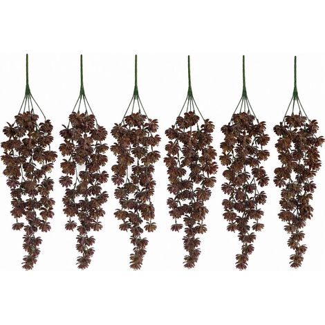 Pack of 6 x 70cm Artificial Trailing Sedum Succulent Plant Dusty Brown Hanging Faux Greenery (1/5)