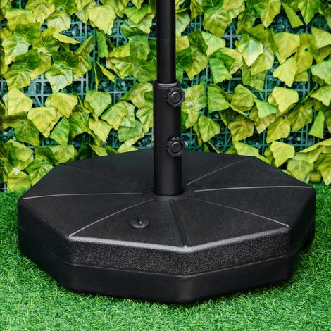 Base parasol aquatique remplissable 28kg eau/40kg sable support octogonal adapté 38/48mm poteaux terrasse jardin Ø60x36cm, noir