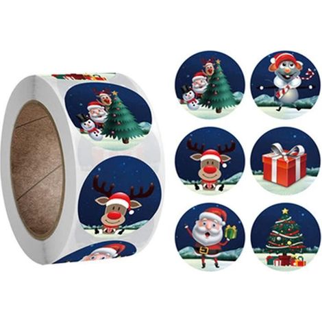 Weihnachtsaufkleber auf Rolle für Fenster, Karten, Geschenke, Schachteln und Bastelarbeiten