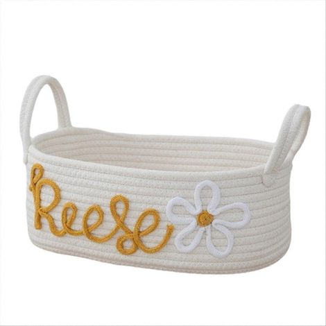 Corde rangement panier avec manches pour ménager sundries, jaune (1/5)
