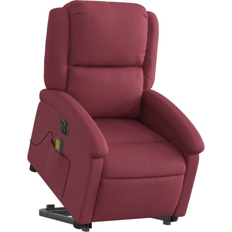 Sillón de relajación con función de masaje y sillón reclinable en tela rojo burdeos DEC027844 (1/5)