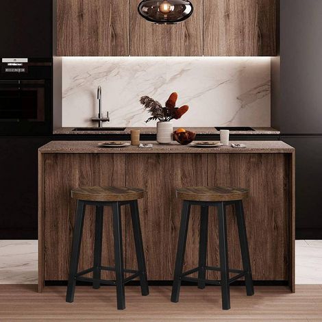 WOLTU 2er Set Esszimmerstühle Küchenstühle Wohnzimmerstühle Küche Stühle aus Metall und Holzwerkstoff für Home und Wohnzimmer, Holz Vintage (1/4)