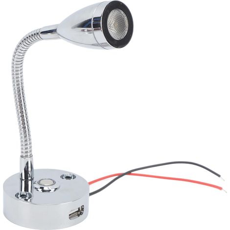 Lampe de lecture RV LED Chrome pour cabine bateau/yacht, éclairage intérieur lampe de chevet USB, 3 températures réglables, toucher dimmable, DC12-24V (1/5)