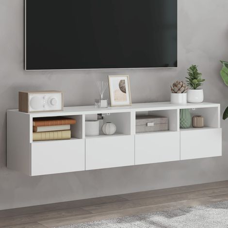 Muebles TV de pared 2 uds madera ingeniería 60x30x30 cm