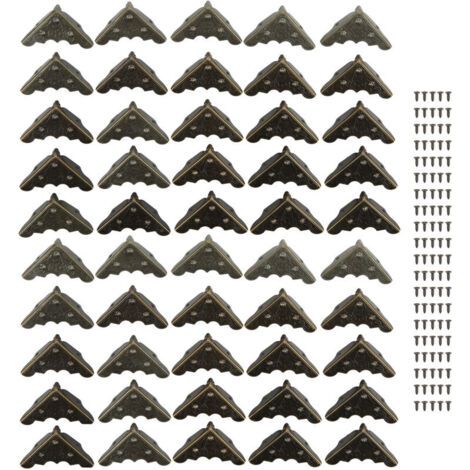 Pair 50 Pièces Protections d'Angles Métal Style Rétro, Haute Résistance pour Boîtes en Bois et Coffres, Large Application (1/5)