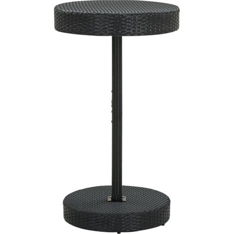 Mesa de jardín de ratán sintético negro 60,5x106 cm