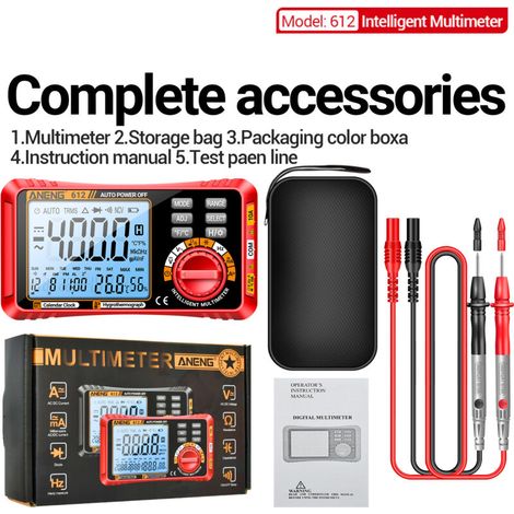 Multimètre numérique 4000 points - Testeur tension/courant/résistance - 4MHz - Pour électricien pro (1/5)
