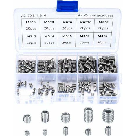 Set da 200 pezzi di viti di calibro per macchine di serraggio in acciaio inossidabile 304