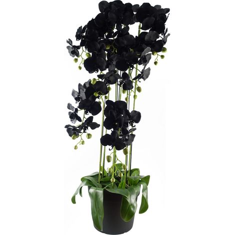 110cm Large Black Orchid Plant - Artifcial - 41 REAL TOUCH flowers (1/5)