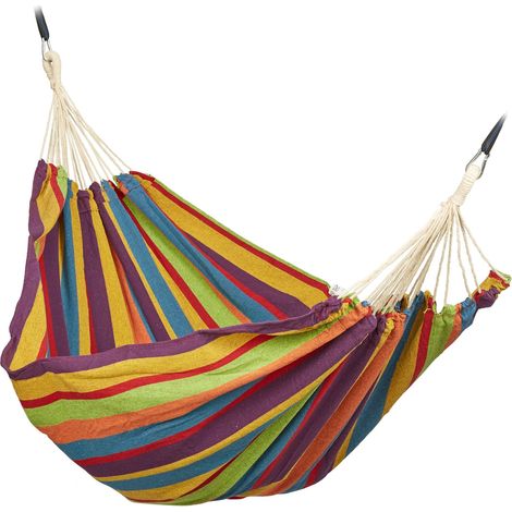 Hamaca doble muy cómoda para exterior e interior para 2 personas 300 x 150 cm práctica transportable de algodón gris 130012330 (1/3)
