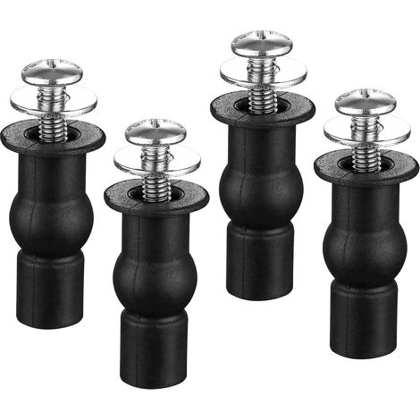 Tornillos de fijación para asiento de inodoro, 4 tornillos de expansión para inodoro, bisagra para asiento de inodoro, repuesto para bisagras superiores, color negro (1/5)