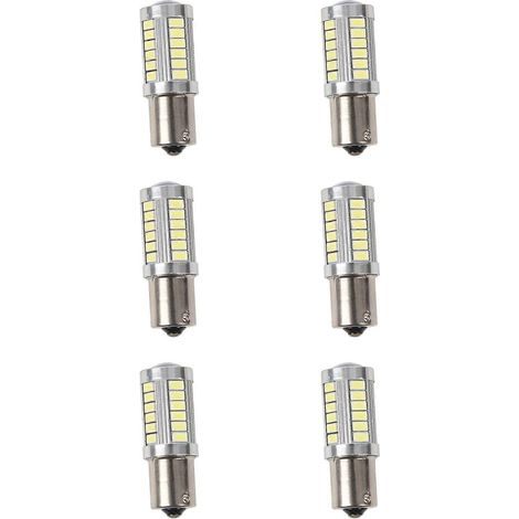 bombillas LED blancas BA15S de 12 V para luces de posición de coche, 1156 P21W, plateadas, 33 LED.