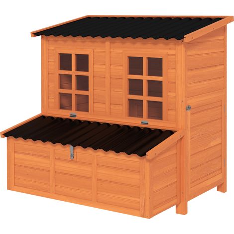 Poulailler avec pondoir pour 4-6 poules toit étanche bois sapin et plastique 100 x 86 x 100 cm orange (1/5)