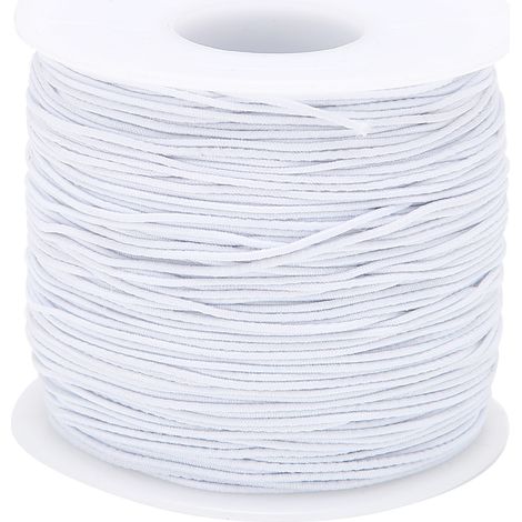 Fil élastique 1mm x 100m pour création de bijoux, bracelets DIY et travaux manuels - Blanc