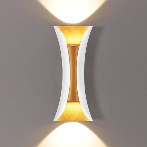 20-W-LED-Wandleuchte im kreativen, modernen Stil, IP65 wasserdicht, Aluminium-Wandfluter, für Innen- und Außenbereich, Weiß + Gold (1/5)