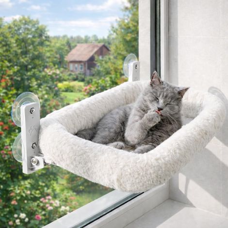 1 Hamac Chat Fenêtre Ventouses Renforcées Lit Réversible Été Hiver Perchoir Stable 18kg Intérieur (1/5)