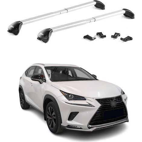 OMAC Barres de toit transversales certifiées TÜV pour Lexus NX I 2015-2021 – Verrouillables (4 antivols) – Charge max 100 kg – Fixation durable Argent (1/4)