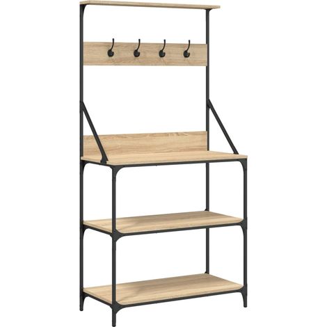 Baker's Rack with Hooks 4-Tier Sonoma Oak Engineered Wood vidaXL (1/5)