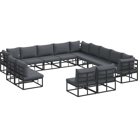Maison Exclusive - Set Divano da Giardino con cuscino 13 pcs Nero Alluminio