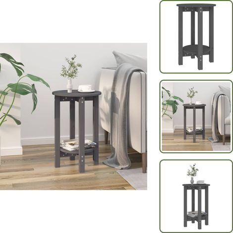 Table basse Gris Ø 40x60 cm Bois massif de pin - Table Basse - Meuble Salon - Table D'appoint - Table Ronde - Bois Massif (1/5)