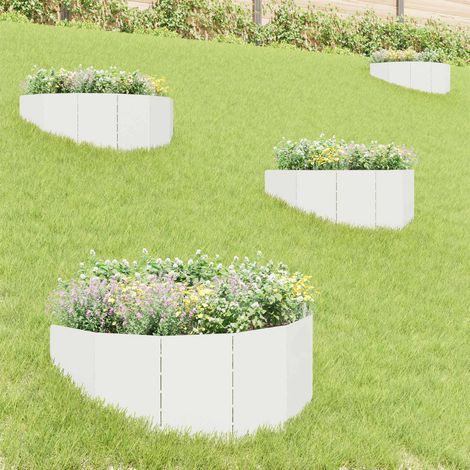 vidaXL Borde de Césped 4 uds. 100 x 45 cm Acero Blanco (1/5)