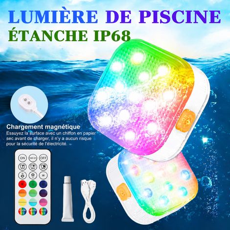 Lampe de piscine submersible LED rechargeable RVB 2W étanche IP68 (1 pièce) réf 4098 11,5 × 9,5 × 5,8 cm 270 g – Livraison gratuite (1/5)