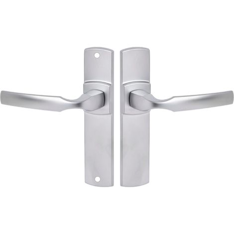 Ensemble de Poignée de Porte sur Plaque - Version Clé L pour Porte de Chambre et Bureau - Entraxe 165 mm - Matériau Zamak Résistant - Finition Chrome Velours (1/5)