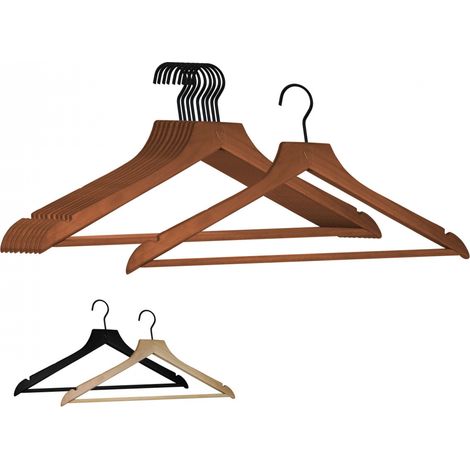 Lot de 20 cintres 44.5 cm pour vêtements adulte premium avec crochet pivotant à 360° - Bois foncé - Vivezen (1/5)