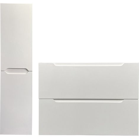 Meuble simple vasque suspendu avec colonne - Blanc - 80 cm - STEFANIE