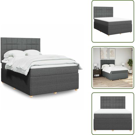 The Living Store Giroletto a Molle con Materasso Grigio Scuro 160x200 cm Tessuto - Materasso a molle insacchettate