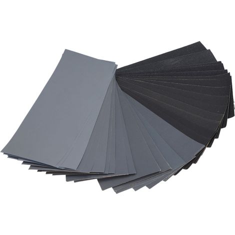 Kit de 42 feuilles de papier de verre imperméables pour polissage et ponçage, grains 120 à 3000, utilisables à sec ou à l'eau. (1/5)