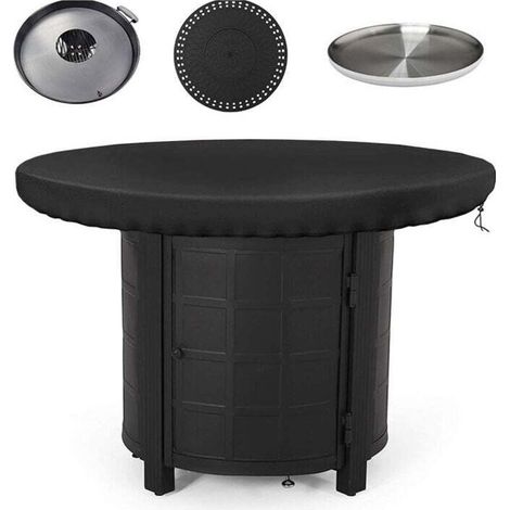 Housse de protection pour plaque de feu, 420D, étanche, anti-UV, pour plaque de feu, plaque de barbecue (diamètre 100 cm) (1/5)