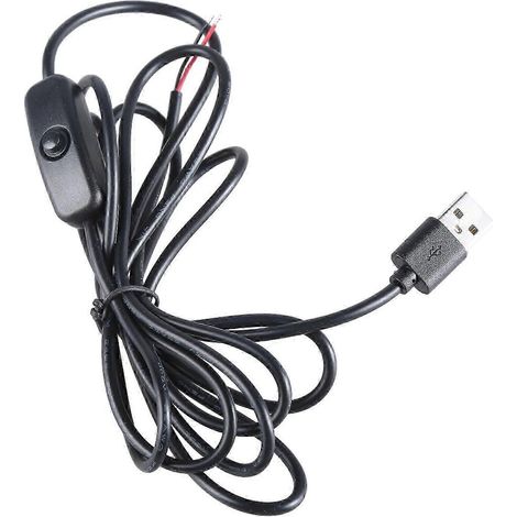 Câble d'alimentation USB à 2 conducteurs, connecteur mâle 2 broches ouvert, fil nu, rallonge USB mâle vers 2 broches, fil nu, 2 conducteurs (1/5)