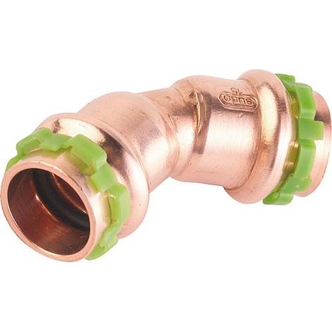 Raccord a sertir en cuivre contour V, coude 45°, fem/fem, VC5041 14 mm (1/4)