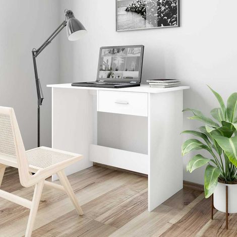 Bureau informatique Table d'ordinateur - Blanc 100 x 50 x 76 cm Bois d'ingénierie BV744087 - BonneVie (1/5)