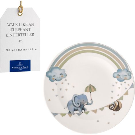Assiette pour enfants, Assiette en porcelaine de style bohème, Ø 21,5 cm, Lavable au lave-vaisselle, Compatible micro-ondes, Multicolore (1/5)