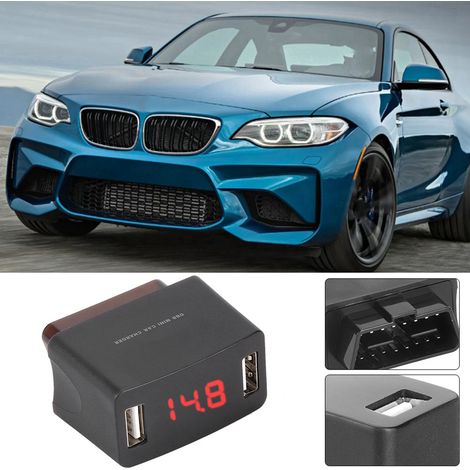 Prise de chargeur double USB MINI OBD en ABS durable avec affichage de la tension pour voiture 12/24 V (1/5)