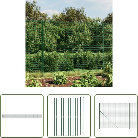 vidaXL Clôture en PVC - Clôture en treillis métallique avec bride vert 1,8x25 m (1/5)