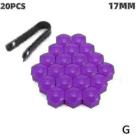 20 Stück 17 mm/19 mm/21 mm Radmutternkappen aus ABS für Autos, Reifenzierleisten, Radmutternabdeckungen, Schraubenschutzkappen-19mm-Purple