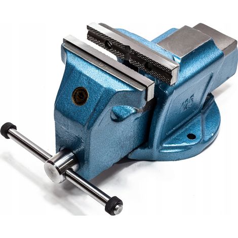 BISON 1250-175, Tornillo de banco fijo para trabajos pesados, Azul (1/5)