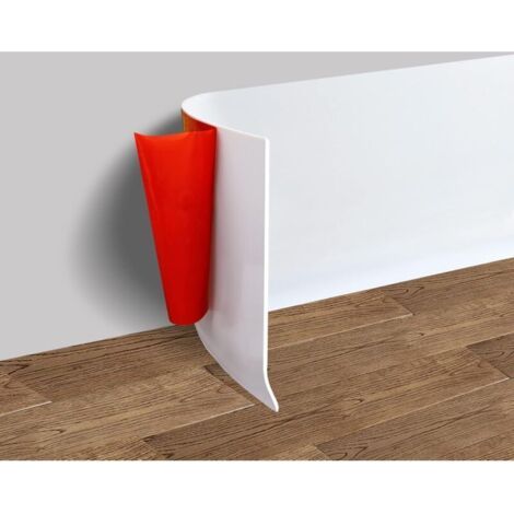Plinthe murale en vinyle, moulure de finition flexible et autocollante en caoutchouc, 10 cm x 6 mètres, blanche. (1/5)