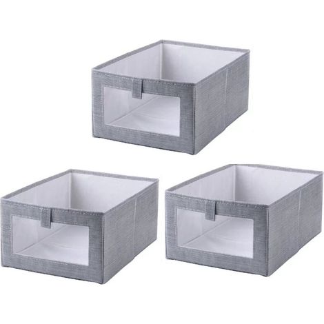 Boîte de Rangement,3 Pack Caisses de Rangement, Boîte Range pour Vêtement, Jouets, Magazine pour Maison, Bureau, Crèche, Placard, Chambre à Coucher (1/5)