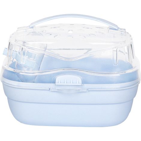 Hamster étui transport cage portable léger petit animal voyage plein air crème bleu (1/5)