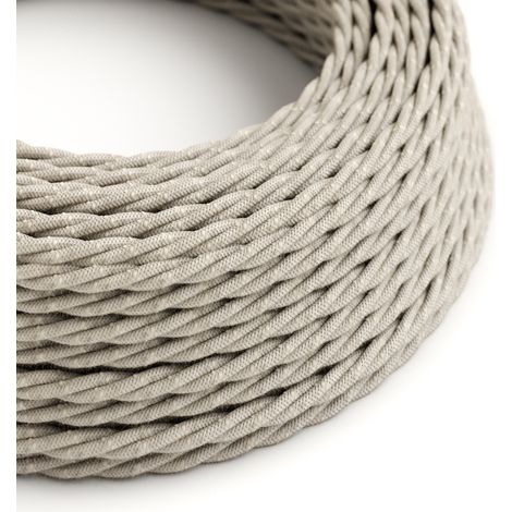 Creative-Cables, Cavo elettrico rivestito, Lino trecciato, 3 x 0,75 mm², Bianco Melange TN01, 1 m (1/4)