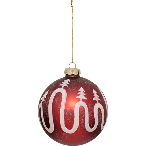 Déco Sapin Boule de Noël en Verre D 10 cm Rouge déco déco Blanc pailleté - Feeric Christmas (1/2)