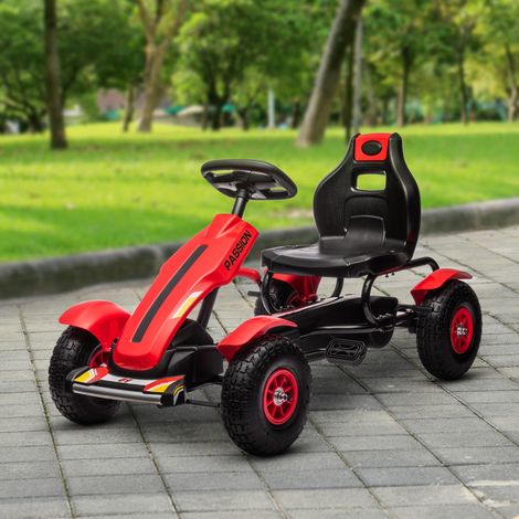 Go Kart a Pedales para Niños con Asiento Ajustable Neumáticos de Goma Freno de Mano Carga 50 kg 121x58x61 cm Rojo (1/5)